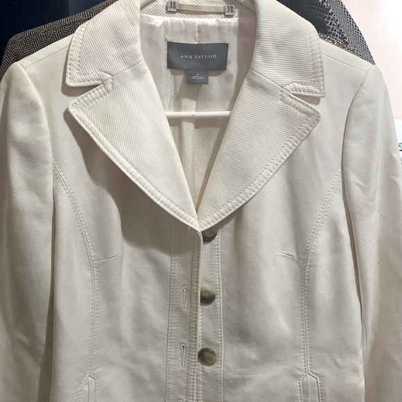 Ann Taylor Jackets & Blazers - ANN TAYLOR DENIM WHITE COAT